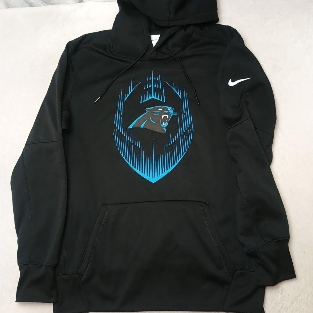Nike Carolina Panthers Hoodie Men M Black NFL Football Light Sweatshirt Pullover